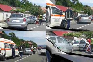 FOTO. ACCIDENT rutier în Zlatna, cu patru victime: Intervin pompierii din Alba cu o autospecială, descarcerarea şi o ambulanţă SMURD TIM