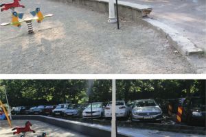 Lucrarile de reabilitare a parapetului care imprejmuieste spatiul de joaca de pe aleea Malinului din Constanta, finalizate (galerie foto)