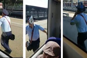 VIDEO Cascadorii râsului la CFR! “Naş”, disperat să urce în tren, după ce garnitura Bucureşti – Târgovişte a plecat fără el