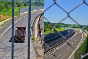 FOTO: Asociaţia Pro Infrastructura, ACCES INTERZIS pe autostrada A1 Lugoj-Deva, loturile 3 şi 4. Poze făcute prin gard, ca la închisoare