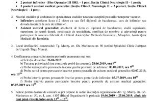 Anunţ concurs Spitalul Clinic de Urgenţă Tîrgu-Mureş