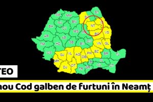 METEO: Un nou Cod galben de furtuni în Neamţ (18-19 iunie)