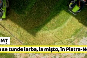 NEAMȚ: La Piatra-Neamţ, pe bani publici, iarba se tunde cu tractorul, la mişto (FOTO)