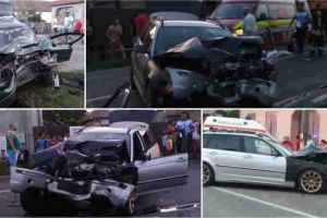 FOTO: ACCIDENT rutier la Petreşti. Trei adulţi şi un copil de 2 ani răniţi în urma unei coliziuni frontale între două autoturisme