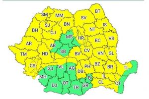 COD GALBEN de furtuni şi vijelii periculoase până în 21 iunie: Averse, descărcări electrice, intensificări  ale vântului, vijelii şi căderi de grindină