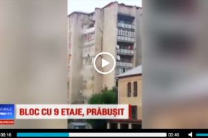 Un bloc cu nouă etaje din Moldova s-a prăbuşit. Imaginile sunt şocante