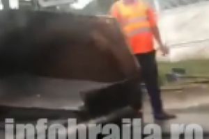 Asfaltare pe ploaie la Braila / Asa isi bate joc presedintele CJ de banii nostri!