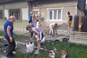 Voluntarii colorează un sat din Banat. În prima zi au lucrat la şase case: „Mărim ritmul!”