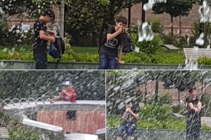 FOTO/ VIDEO/ ȘTIREA TA: S-a deschis sezonul de bălăceală în ”piscina” arteziană din Parcul Unirii