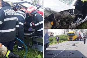 FOTO. Sătmăreancă implicată într-un accident în lanţ, în judeţul Arad