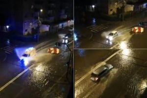 VIDEO: S-a deschis ”piscina” de la Mercur, după ploaia TORENȚIALĂ din Alba Iulia – În doar câteva minute, Bulevardul Revoluţiei s-a umplut de apă