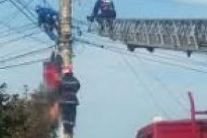 Tragedie la Baraganu! Un barbat s-a elecrocutat pe un stalp de inalta tensiune