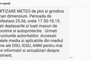 DÂMBOVIȚA: ISU a emis o alertă de urgenţă.  Sunt aşteptate ploi şi grindină de mari dimensiuni