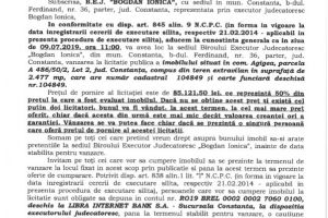 B.E.J. “Bogdan Ionica organizeaza licitatie publica in vederea vanzarii unui imobil din comuna Agigea
