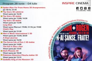 Program Cinema Inspire Alba Mall. Ce filme vor rula în perioada 28 iunie – 4 iulie 2019