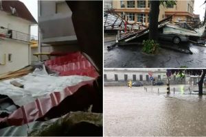 Furtuna a produs dezastru în toată ţara. Sute de copaci doborâţi, inundaţii şi oameni prinşi sub acoperiş