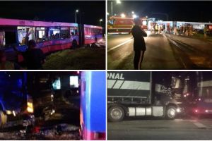 Impact între un autobuz şi un TIR, în Zona Industrială Vest Arad: zece victime