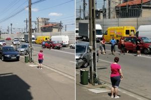ACCIDENT pe strada 6 Vânători. Două maşini s-au făcut praf (FOTO)