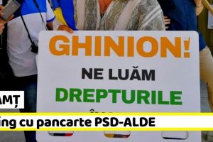 NEAMȚ: Miting cu pancarte PSD-ALDE la Piatra-Neamţ