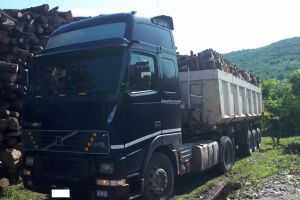 Un autocamion încărcat cu lemn fără documente, depistat de jandarmii gălăţeni
