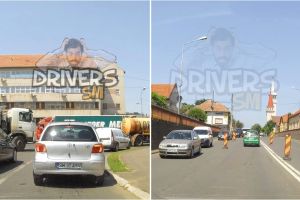 FOTO. Circulaţie îngreunată pe B-dul Lucian Blaga. Cozi mari din cauza lucrărilor de pe B-dul Goga