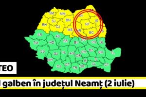 METEO: Cod galben în judeţul Neamţ (2 iulie)