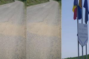 FOTO, VIDEO ȘTIREA TA| Cum repară gropile din asfalt, Dorel, de la o primărie din Alba: Le acoperă cu nisip, să nu se mai vadă