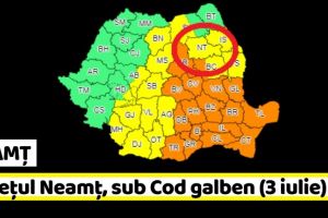 METEO: Judeţul Neamţ, sub Cod galben (3 iulie)