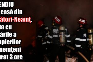 Incendiu la o casă din Vânători-Neamţ. Lupta cu flăcările a pompierilor tîrgnemţeni a durat 3 ore