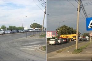 FOTO&VIDEO. Trafic infernal pe Drumul Careiului. Două TIR-uri blocate în sens