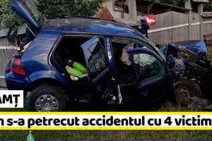 NEAMȚ: Patru victime după ce a încercat să depăşească o coloană de maşini (FOTO)