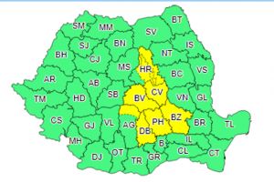 Atenţionare meteorologică de vijelii în Harghita şi alte cinci judeţe ale ţarii