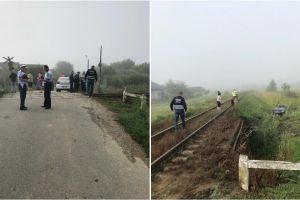 FOTO. Un nou accident MORTAL la trecerea cu calea ferată. Un tânăr de 20 de ani a DECEDAT după ce maşina a fost spulberată de tren