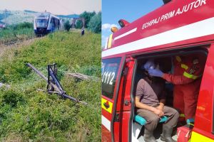 EXCLUSIV FOTO – Căruţă lovită de tren între Avrig şi Sibiu. O persoană rănită