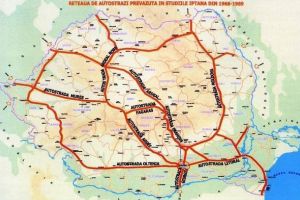 Harta autostrăzilor lui Ceauşescu. Legături rutiere între toate regiunile şi tronson între Cluj şi Satu Mare