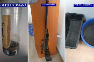 FOTO. PERCHEZIȚII la domiciliul unui bărbat din Noşlac. Au fost ridicate mai multe kilograme de substanţe toxice şi o armă