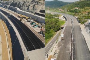 VIDEO: Autostrada A1 Lugoj-Deva, lot 4. Dealul Liliecilor, la ora asfaltărilor şi a montării primilor stâlpi de iluminat
