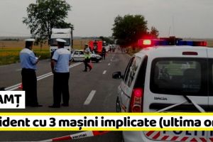 NEAMȚ: Accident rutier. 3 maşini implicate (ultima oră)