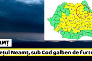 METEO: Judeţul Neamţ, sub Cod galben de instabilitate atmosferică accentuată