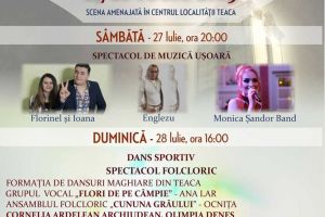 Zilele comunei Teaca, 27-28 iulie: Invitat special, Aurel Tămaş. Foc de artificii în încheiere