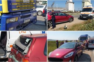 UPDATE| FOTO, VIDEO: ACCIDENT pe şoseaua de centură a municipiului Alba Iulia. Un TIR şi 2 autoturisme implicate