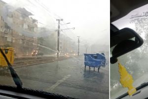 NEWS ALERT/ Furtuna a făcut PRĂPĂD în Arad: Copaci rupţi, acoperişuri smulse de vânt, apă pe şosele