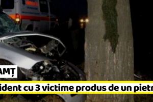 NEAMȚ: 3 victime după ce un tânăr din Piatra-Neamţ a adormit la volan şi a intrat cu maşina în pom
