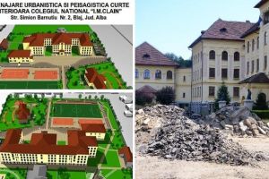 Foto| Au început lucrările de reabilitare şi de modernizare a curţii interioare de la Colegiul Naţional „Ioan Inochentie Micu Clain” Blaj