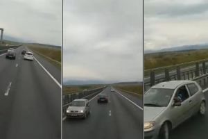 Video ȘOCANT| Pe contrasens pe autostrada A1 Sibiu-Deva, la un pas de o TRAGEDIE