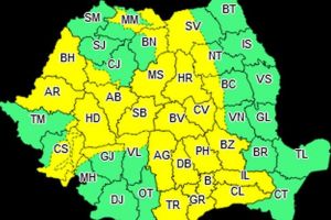 Judeţul Alba, sub COD GALBEN de instabilitate atmosferică: ploi torenţiale, descărcări electrice, intensificări ale vântului şi grindină