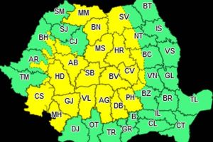 Judeţul Alba, sub COD GALBEN de instabilitate atmosferică: ploi torenţiale, descărcări electrice, intensificări ale vântului şi grindină