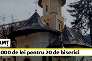 NEAMȚ: 7,7 miliarde de lei vechi pentru 20 de biserici din Neamţ din partea Consiliului Judeţean