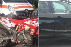 FOTO Accident în faţă la Ramada – Motociclist străin rănit