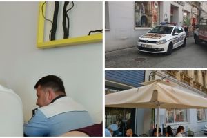 Poliţişti cercetaţi disciplinar după ce au parcat maşina pe pietonală şi au mers să ia masa